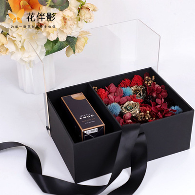 极速花伴b影迷你亚克力小富豪礼盒惊喜鲜花盒子透明永生花礼品盒