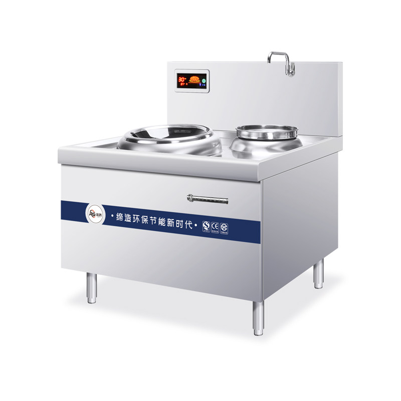 新品商用电磁炉单头单尾小炒炉15kw饭店用大功率双头U电炒灶凹面8