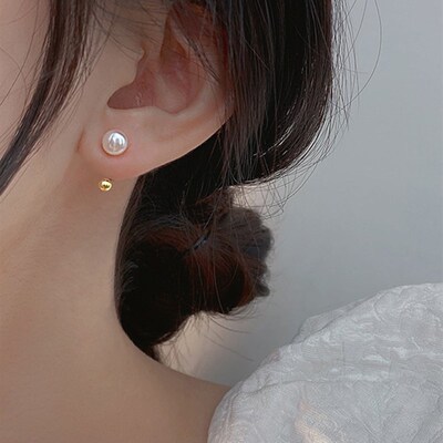 极速法国【设计师】Classy key 淡水珍珠耳钉S女耳环轻奢小众设计