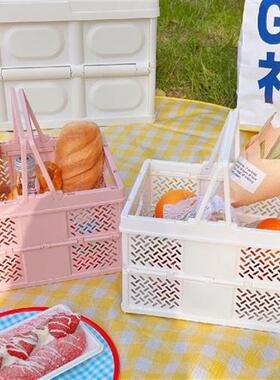 新品Foldable Picnic Basket SupermarkeHt Shopping Basket Spri