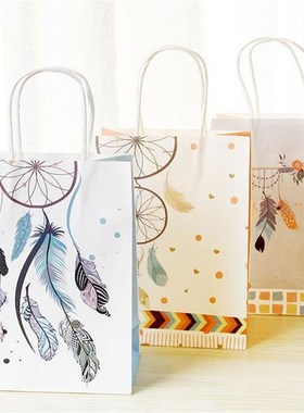 极速国画牛皮纸f手提袋竖款围巾礼品袋15*6*21cm橙色蓝色21.5*9.5