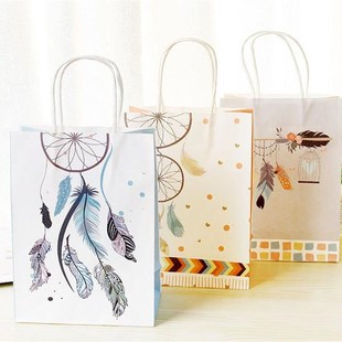 极速国画牛皮纸f手提袋竖款围巾礼品袋15*6*21cm橙色蓝色21.5*9.5