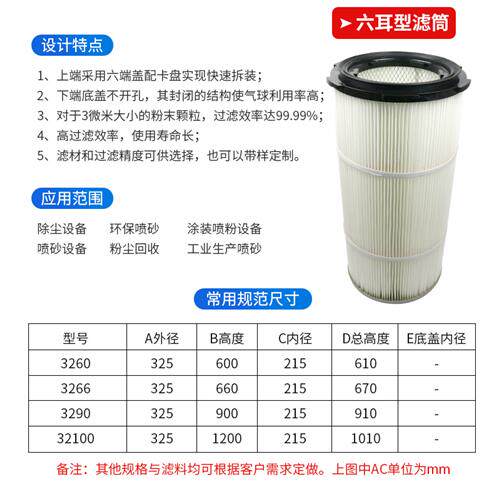 新品六耳快拆夹头除尘滤芯滤筒工业用喷粉喷塑喷R砂喷涂涂装吹尘