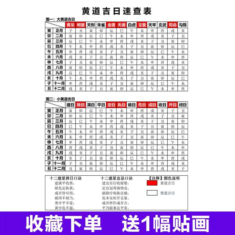 新品择黄道吉日速查表大全查询看日子查结婚订Q婚搬家入宅测好日