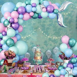 极速Mermaid Birthday Pasrty Balloons Ocean Sea Theme Ballon