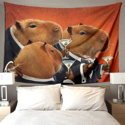 极速Capybara Club Wall PaintingB Funny Wall Tapestry Humor C