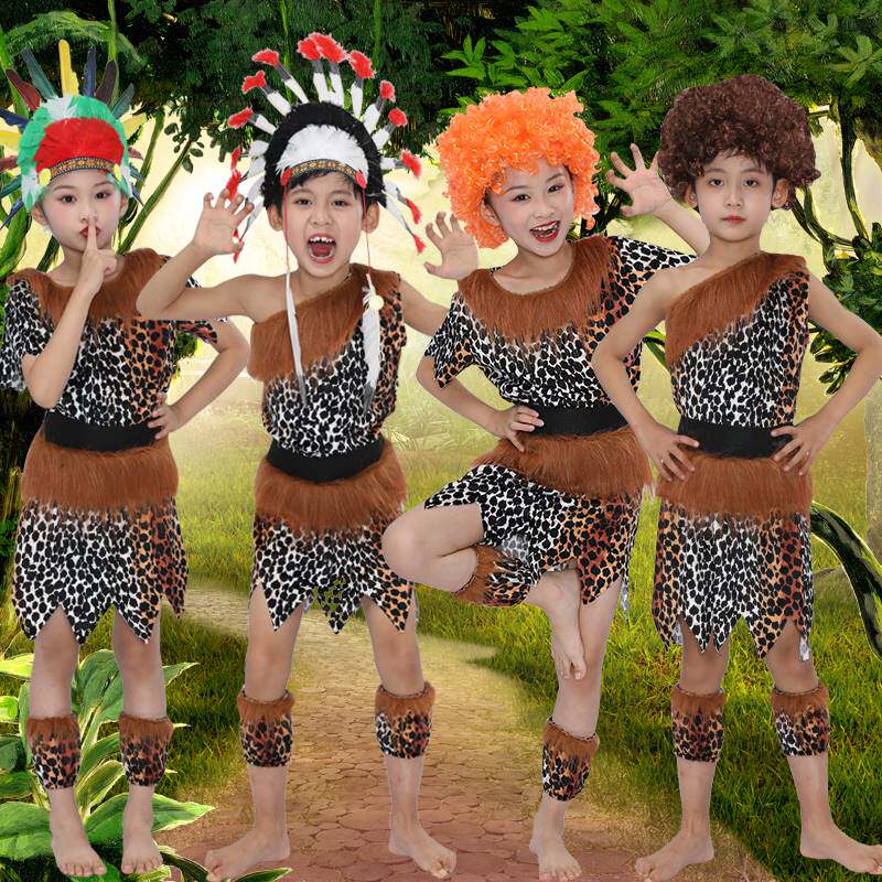 极速六一儿童节目服n装野人演出服男女童非洲鼓印第安人舞蹈表演