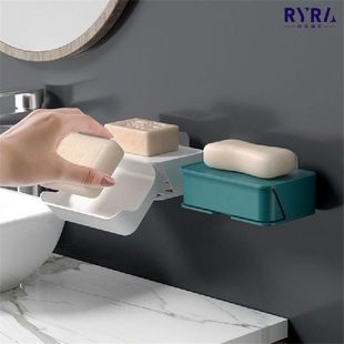 极速Soap Rack Punch-free Wall-Cmount Soap Box Double-layer