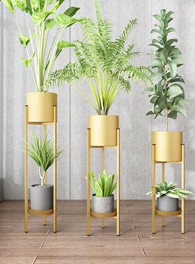 北欧风创意铁艺落地式单层萝客厅摆件三角墙角架绿花架子花盆花架