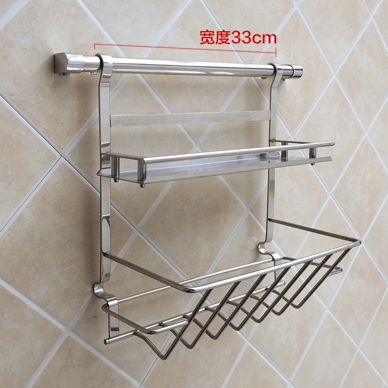 FLYOU飞鸥304不锈钢厨房收纳架调料瓶置物架调味架厨房挂件壁挂式