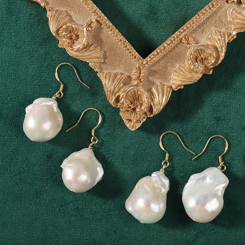 珍珠耳环巴洛克天然异形淡水不耳坠高级复古大感耳饰耳规则法式包
