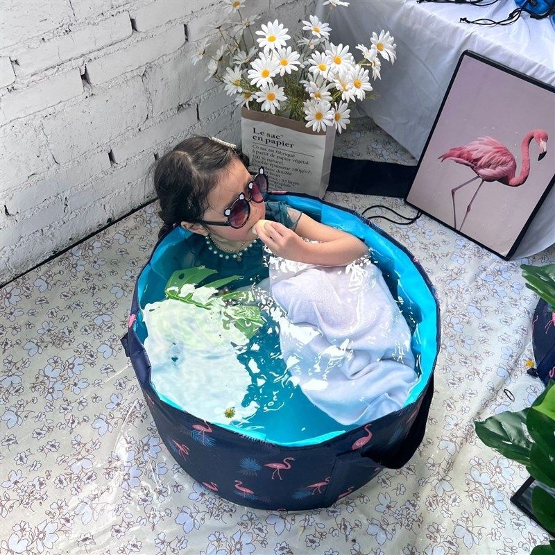 新疆西藏包邮儿童泡澡袋洗澡桶可折叠免安装旅游小孩折叠便携宝宝