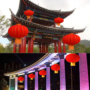 植绒布大红灯笼挂饰户外防水阳台直径1.2米大门口过年节日大号1米