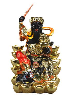 好货七彩敦煌坐骑虎武财神赵公明神像家居摆件财神爷工艺品