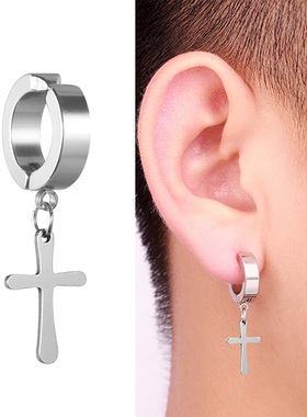 1Pc Punk Steel-color Stainless Steel Painless Ear Clip Earri
