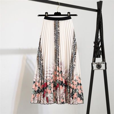 新品Pleated Skirt Women Summer 2021 New  Print Cartoon Patte