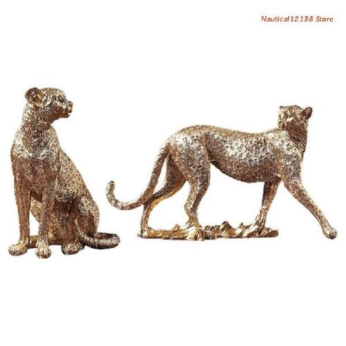 好货Resin Figurines Animal Statue Home Decor Leopard Sculptu