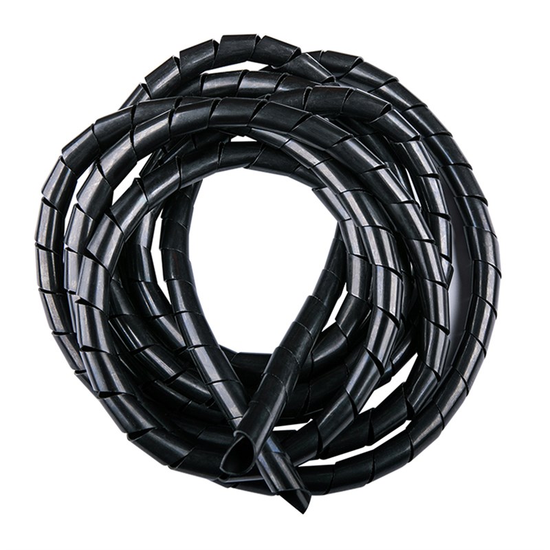 阻燃缠绕管6~12mm螺旋式缠绕电线保护套束线管PE塑料理线器黑白色