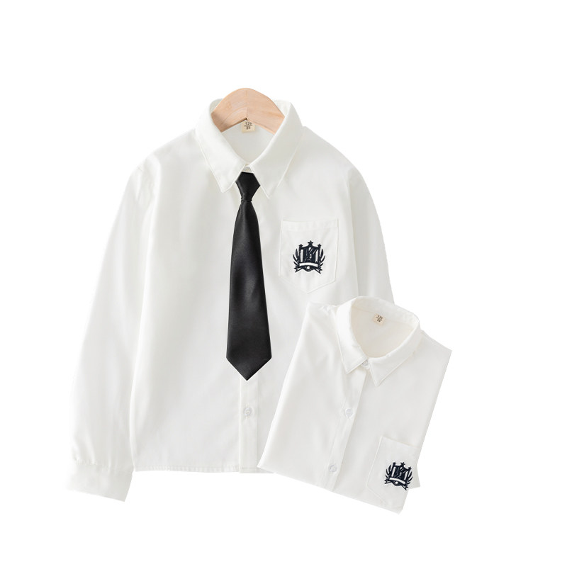 儿童白色衬衫男童jk2023新款潮女童制服套装上衣校服长袖春秋衬衣