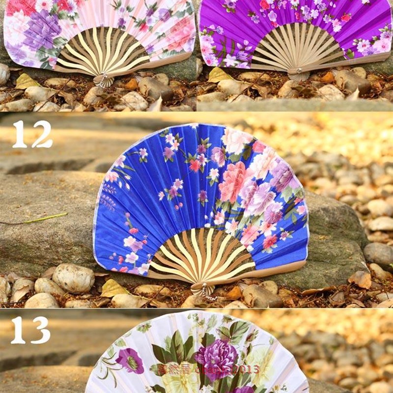 日本和服布扇团扇工艺礼品折扇葵形碎花扇绢扇和风女扇贝壳扇子