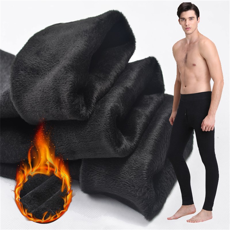 Thermal underwear for Men winter Long Johns thick Fleece leg