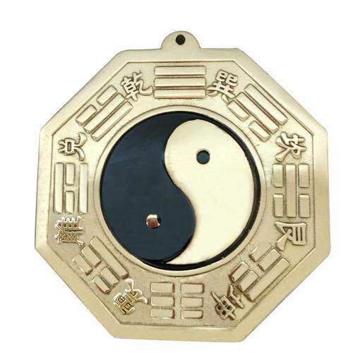 极速纯铜黑白阴阳鱼铜镜八卦镜平镜家居用品摆件挂件带中国结包邮