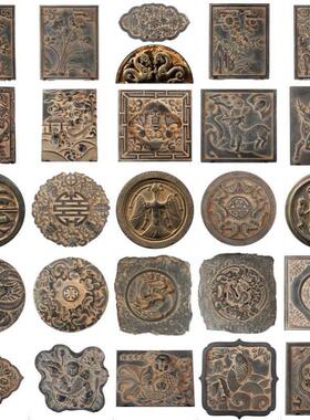 古汉瓦当长乐未央云纹龙四神兽装饰摆件汉砖拓印拓片传拓陶器