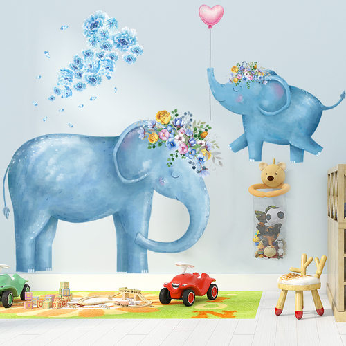 极速Removable Wall Sticker Baby Room Cute Elephant Pink Ball