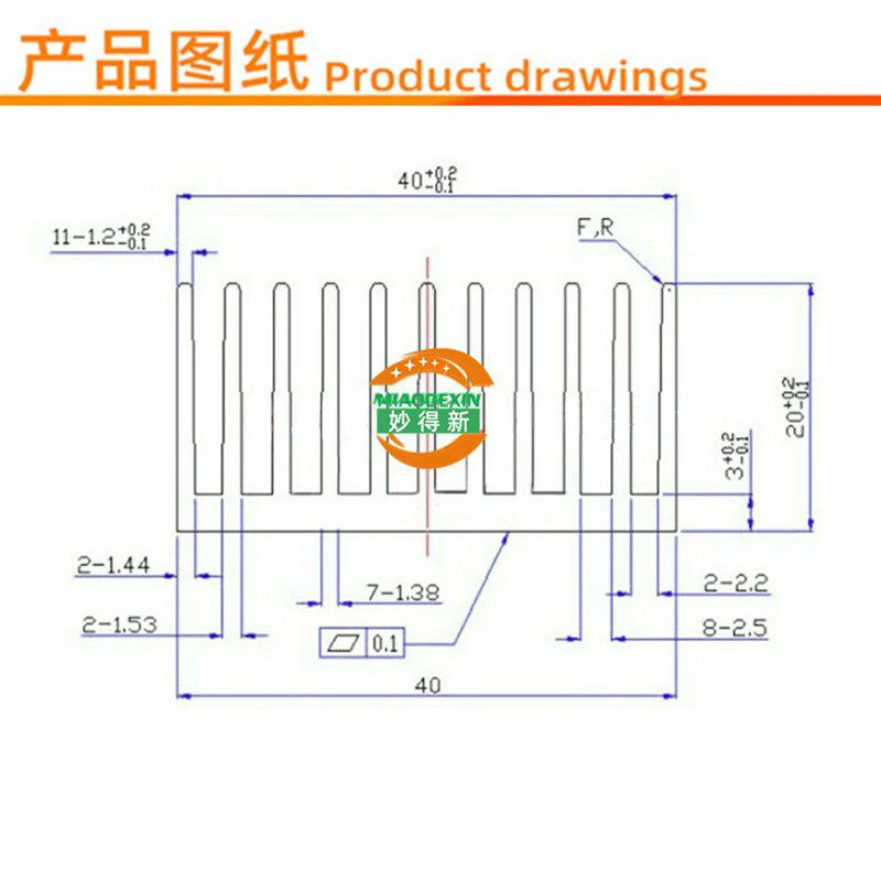 好货散热片铝型材 100*40*20mm 电子散热器 moss管散热条 厂家直
