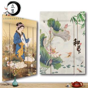 印花竹帘卷帘窗帘中国风门帘隔断遮光升降中式 饰家用竹帘子 日式 装