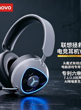 联想拯救者电竞游戏耳机Y960头戴式有线台式笔记本AI降噪麦克风