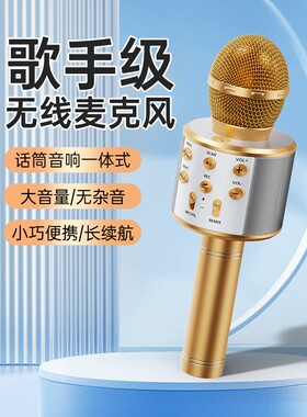手机全民K歌暑假KTV家庭直播无线蓝牙音响话筒一体儿童用带麦音箱