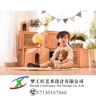 影楼摄影实景道具背景儿童影棚设计制作婴幼儿童拍照制景儿童实景