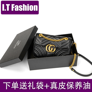 香港真皮女士包包2025新款潮名牌洋气链条包包夏季时尚单肩斜挎包