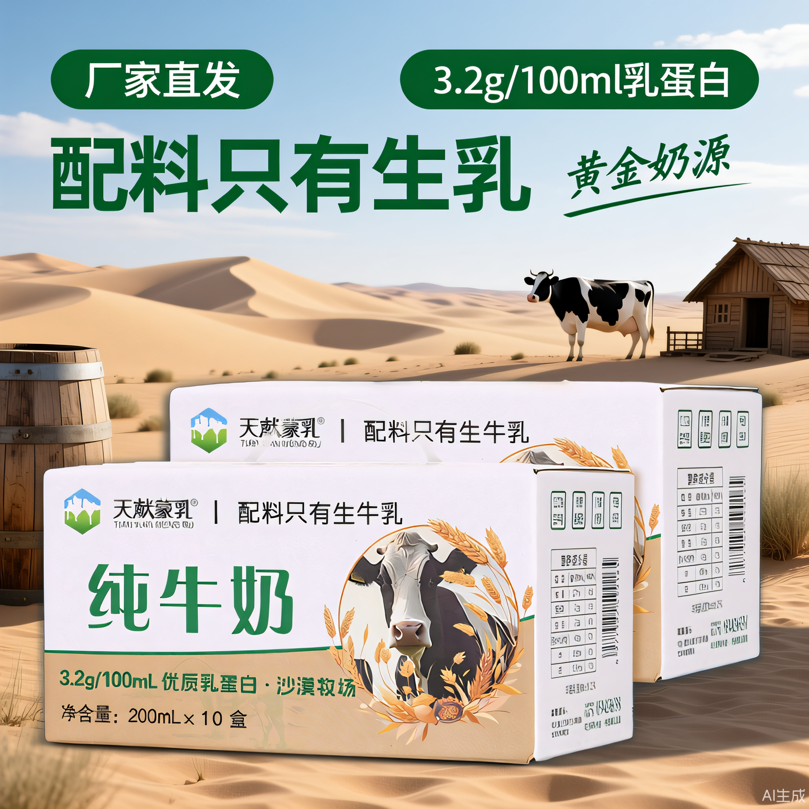 天献蒙乳纯牛奶内蒙高蛋白