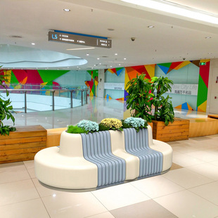 玻璃钢休闲座椅公园围树休息椅子户外树池坐凳桌椅金属骨架联排