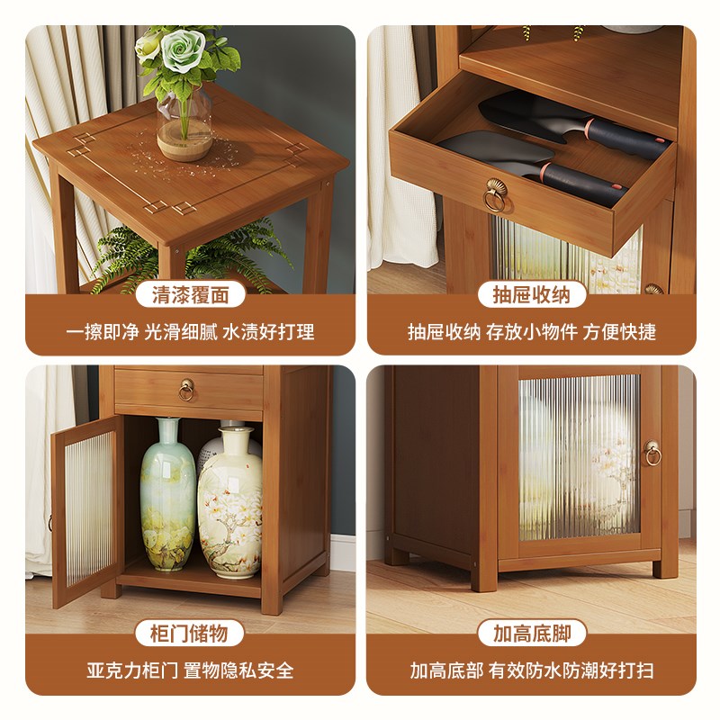 花台客厅落地式可收纳置物架新中B式花盆托架花架展示架子室内楠