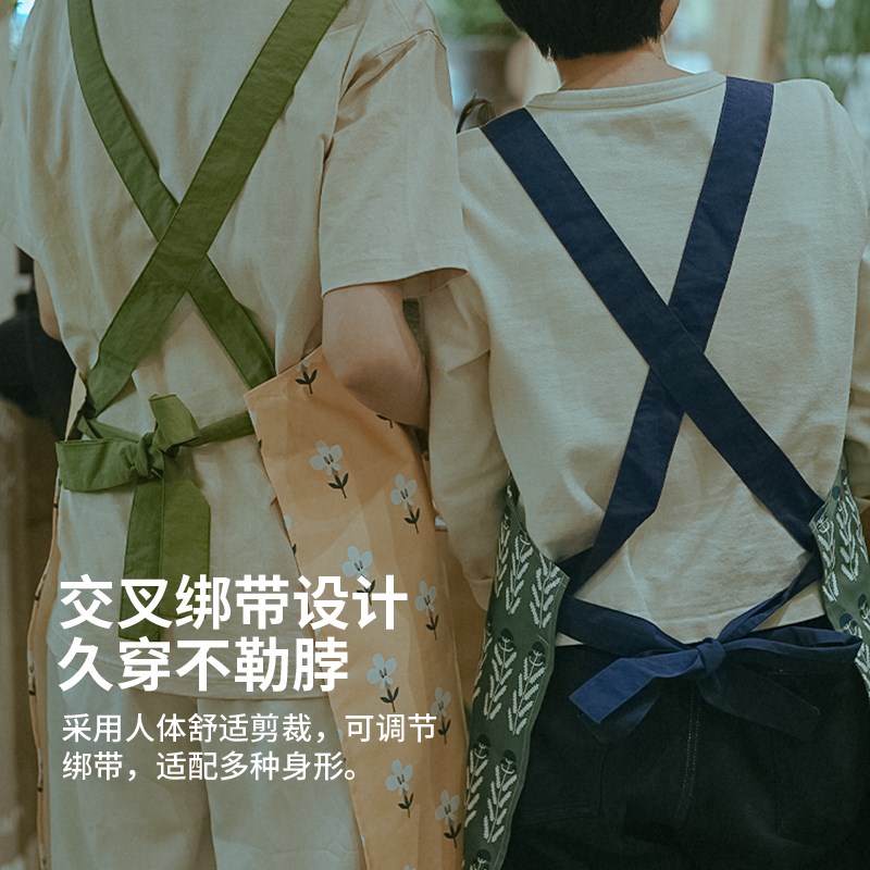 围裙上班专用小个子洋气夏季薄款防水花艺背带可调节W肩带后背交