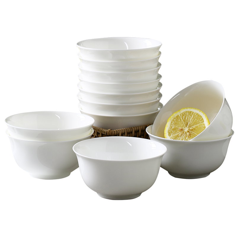 唐山骨瓷碗家用套装微波炉米饭碗面碗粥碗防P烫吃饭餐具陶瓷饭碗