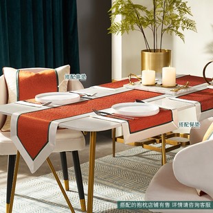现代轻奢风餐桌桌旗茶几长条巾装 A饰布高端桌布餐垫餐边柜盖布定
