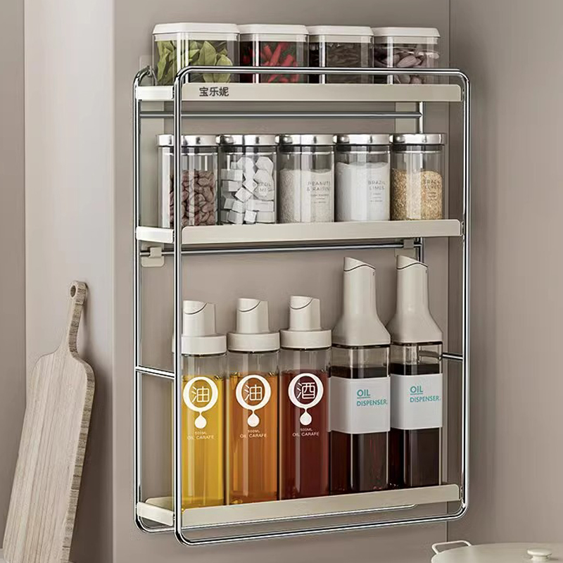 不锈钢极窄调料品壁挂灶台厨房置物架H调料调味料佐料瓶罐收纳架