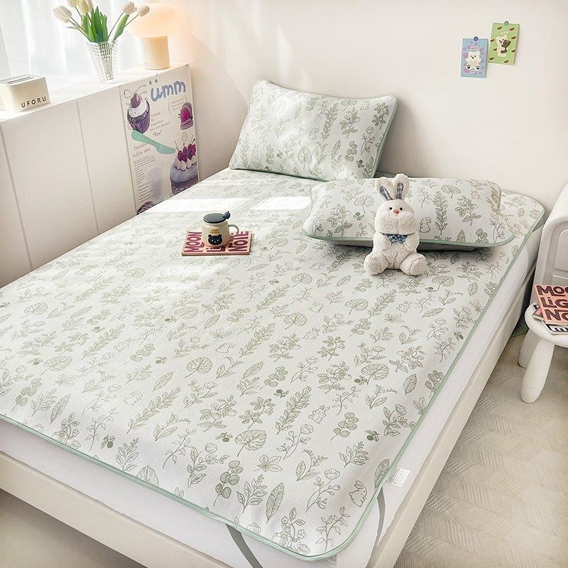 2025新款a类母婴冰丝凉席可水洗折叠小清新双人夏天软席子空调凉,床上用品,冰丝席,淘宝优惠券,粉丝福利购,淘宝优惠卷