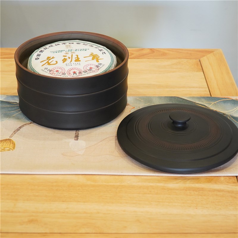 茶饼收纳盒建水紫陶茶叶罐陶瓷分层存茶罐家用防潮防串味高端茶罐