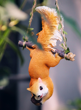 创意可爱松鼠摆件庭院户外动物壁挂花园阳台幼S儿园树上装饰挂件