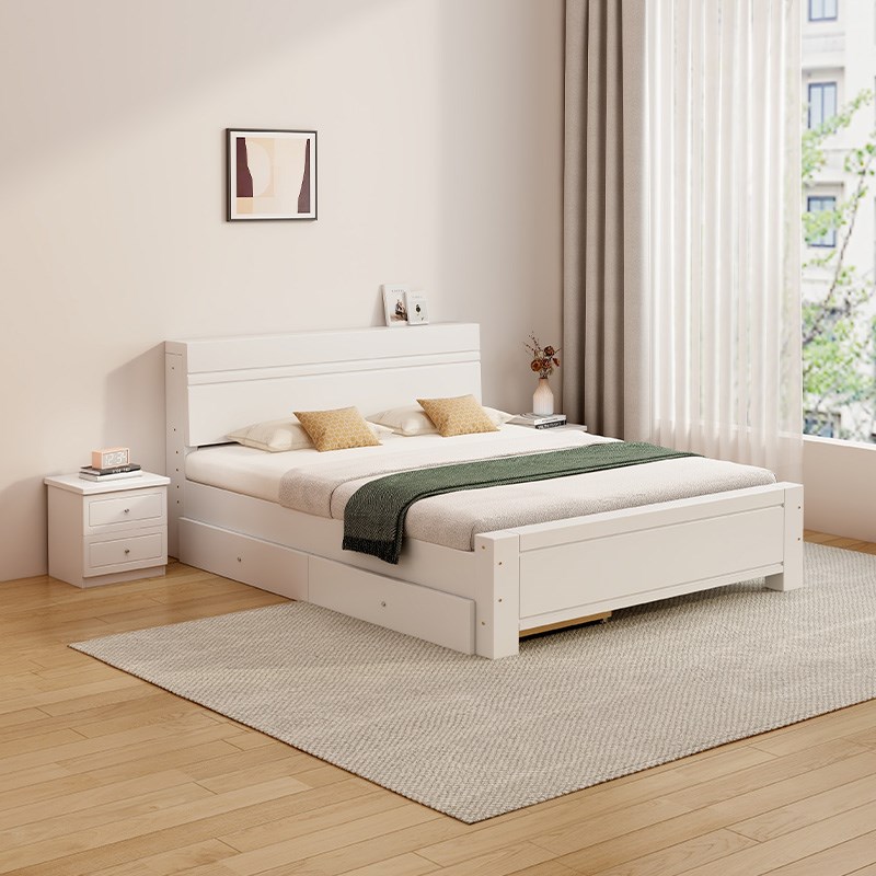 实木床1.8米主卧双人大床升级家用1.5米出N租房用经济性加厚单人