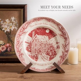 实木盘子支架赏盘展示架支架装饰相框架菜谱CD唱片碟子架茶饼架子