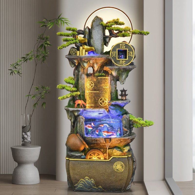 客厅流水摆件玄关落地循环水幕墙鱼缸公司风水轮乔迁新居开业礼物,家居饰品,落地摆件,淘宝优惠券,粉丝福利购,淘宝优惠卷