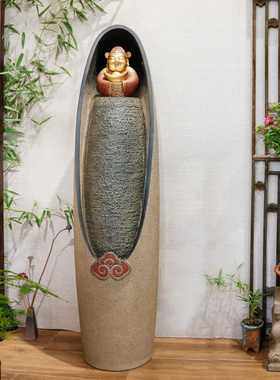 招财落地流水摆件新中p式客厅电视柜旁循环水喷泉茶室店铺装饰水