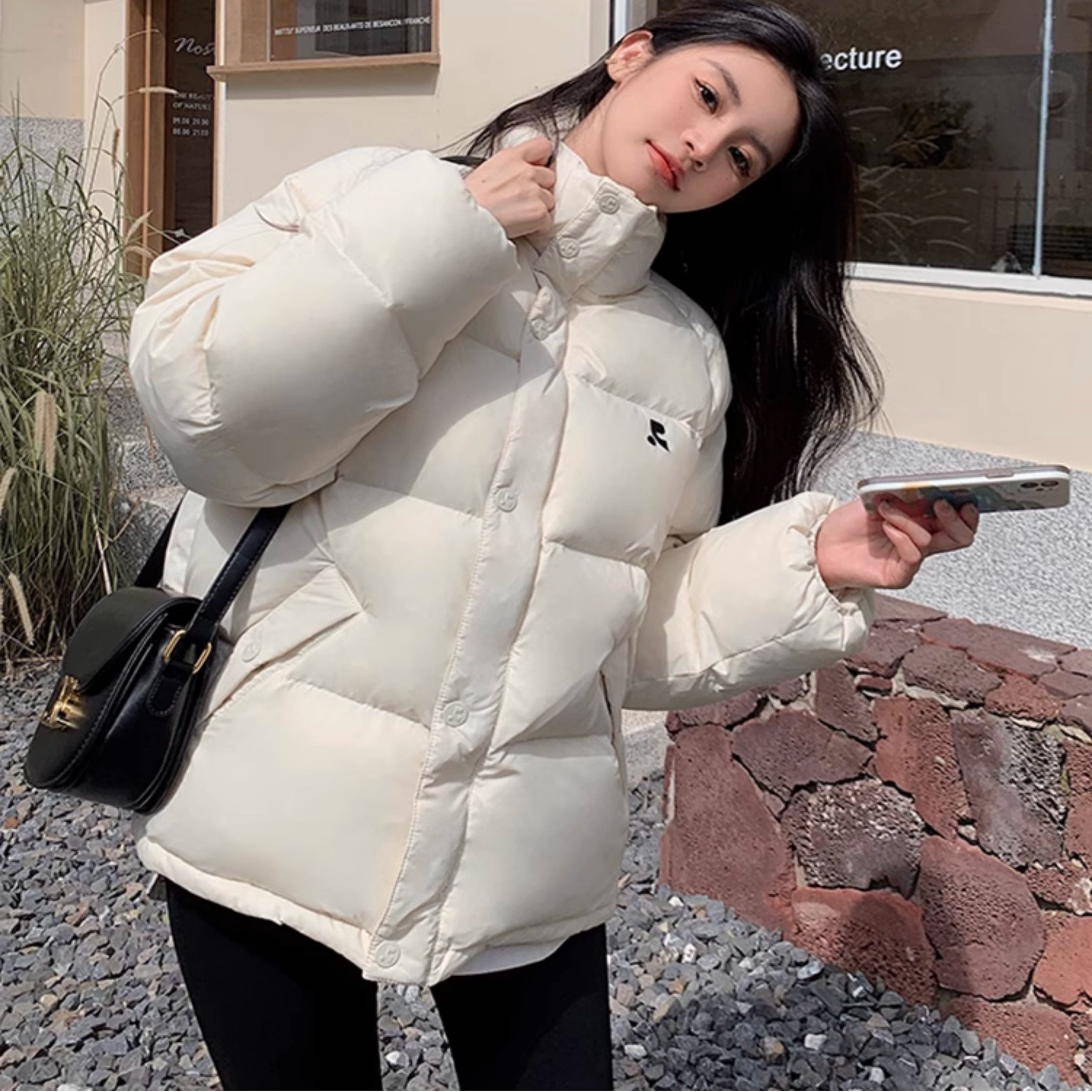 韩版立领羽绒服外套女2026新款宽松小个子加厚保暖面包服时尚棉服
