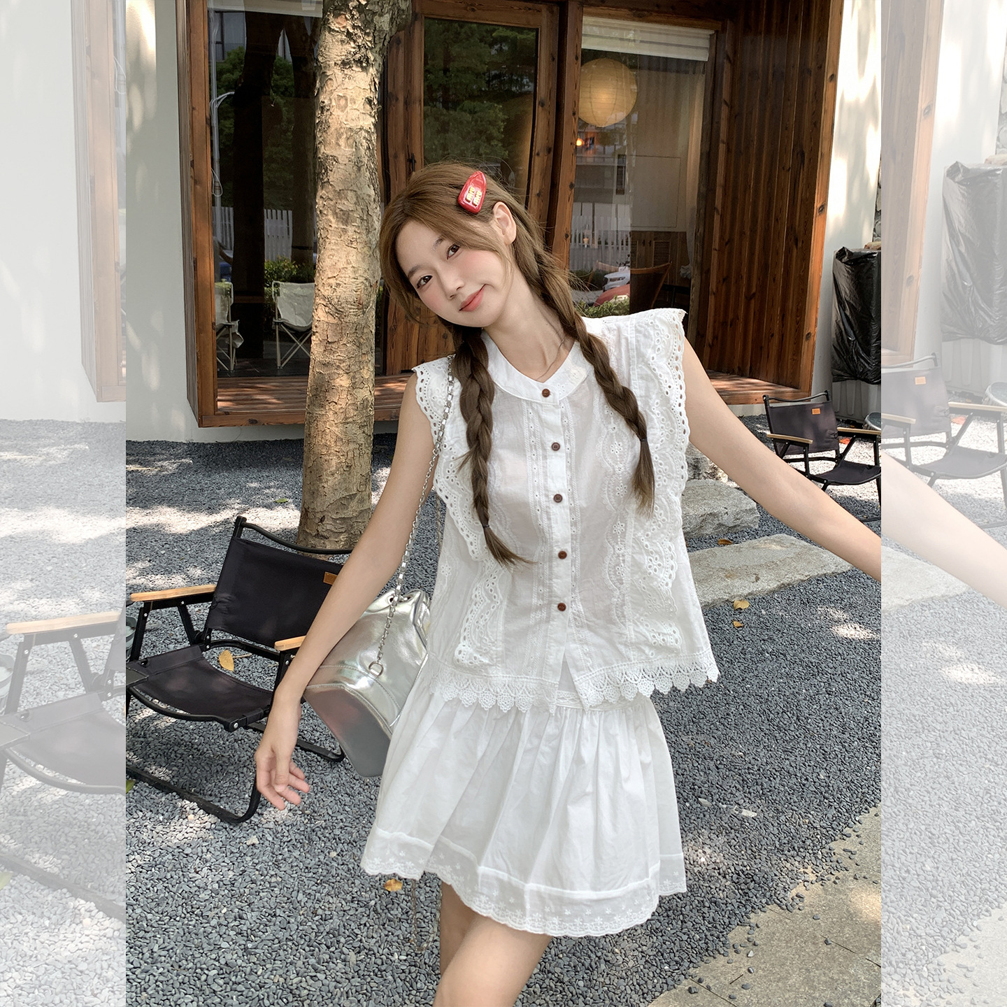 纯棉蕾丝镂空吊带背心女外穿百搭